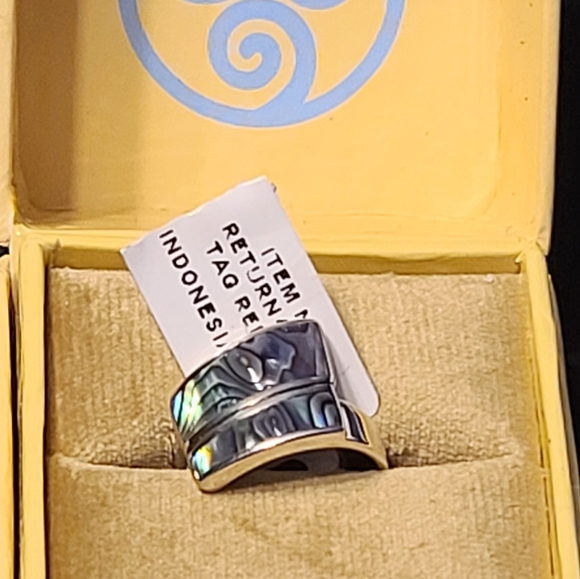 NWT Sajen Silver Abalone Shell Bypass Ring in Sterling Silver Size 5 - Picture 7 of 13